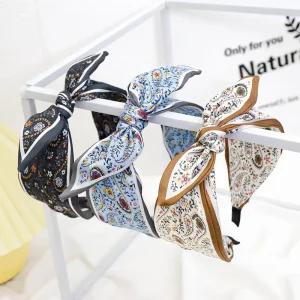Tschick Fashionable Women’s Headbands Hair Accessories Geometric Prints Cute Girls’ Daily Bows Flower Headbands