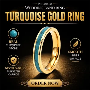 Tungsten Wedding Ring for Women Custom German Glass & Turquoise Stone Inlays Colorful Opal Jewelry Gifts