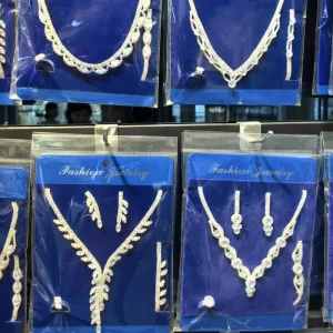 Turkish Silver Bridal Dressy Jewelry Set African Waterproof Crystal Jewelry Set