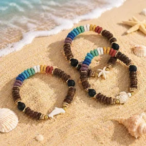 Turtle Animal Shaped Wooden Beaded Natural Volcanic Stone Essential Oil Enlargement Bracelet Beach Jewelry Women Gift