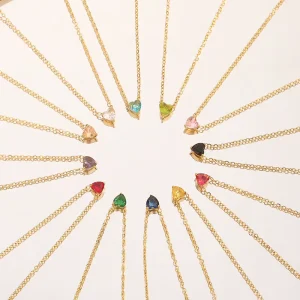 Twelve Birthstone Inlaid Zirconia Each Month Associated Distinct Color Waterproof Ideal Birthdays Stainless Steel Jewelry