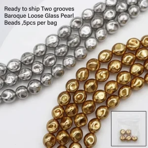 Two Grooves Irregular Baroque Glass Pearl Beads Ready Ship 5pcs Bag Custom Colors 50 Strands Per Color Jewelry Diy Supply