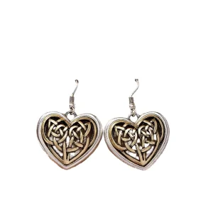 Two Tone Cowgirl Heart Drop Earrings Women’s Trendy Western Style Alloy Fashion Dangle Jewelry with Animal Pattern Zinc Material