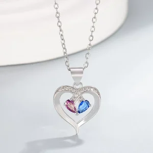 Two Tone Heart Teardrop Pendant Clavicle Necklace Fashion Jewelry Festival Gift