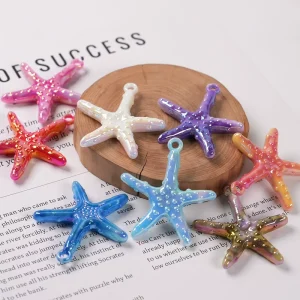 Two tone Acrylic Starfish Pendant Hanging Hole Acrylic Charms for Summer DIY Phone Chain Necklace Craft Accessories