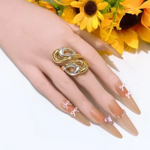 Two-tone Intertwined Knot Statement Ring Vintage Two-tone Metal Loop Band Elegant Chunky Open Design Finger Jewelry