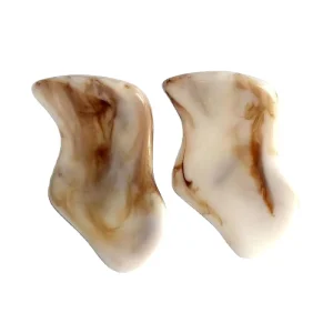 UJBOX Women’s Trendy Beige Pattern Wavy Resin Earrings Fashionable Statement Jewelry for Party Perfect Gift Accessory