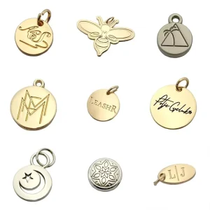 US Standard Custom Made Logo Engraved Silver Color Charms Jewelry Name Tags for Bracelet