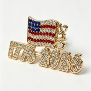 USA United States 250th Anniversary Independence Day Alloy Brooch Diamond Inlaid Patriotic Medal Corsage Fashion Accessories