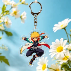 UV Printed Charm with Glitter Epoxy Anime Transparent Custom Acrylic Keychain