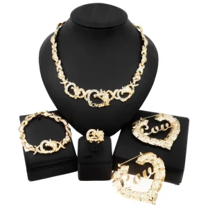 Unicorn Xoxo Jewelry Sets I Love You Hug and Kiss Horse Big Earrings Necklace Set African Costume Jewellery Set X0144