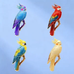Unique Design Colorful Parrot Enamel Metal Alloy Brooch Luxury Badge Decor Clothes Bag Pencil Case