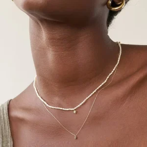 Unique Design Fashion Women Jewelry CZ Summer Beach Little Round Bead Diamond Freshwater Pearl Necklace