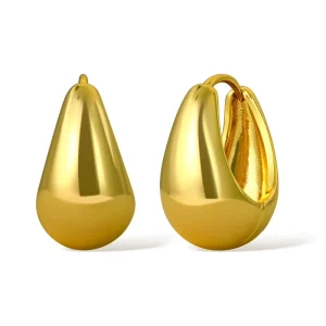 Unique Design Jewelry 18k Gold Plated Simple Style Geometry Pendant Hoop Earrings for Women