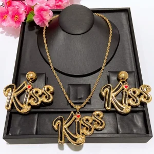 Unique Gold Plated Sheriff Star Badge Jewelry Set Men Women Pendant Necklace Earrings Set Daily Wear Party HK1660