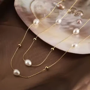Unique Handmade Natural Round White Pearls Long Eco friendly Luxury Fashion Jewelry Women Elegant Style Pure Pearl Necklace