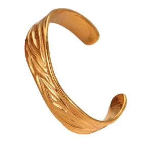 Unique Irregular 316L Steel 18K Gold Plated Woman Exaggerated Cuff Bangle Supplier