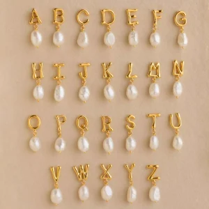 Unique Memorable 26 English Letter Irregular Pearl Pendant Earrings Exclusive Memory Best Gift Jewelry