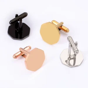 Unisex 18mm Octagonal Stainless Steel Bolo Ties Cufflinks Customizable Logo Fashionable Shirt Buckles Anniversary