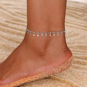 Unisex Anklet Stainless Steel Pearl Chain Silver Gold Plating Trendy Fashion Style Charm Bracelets Women’s Jewelry