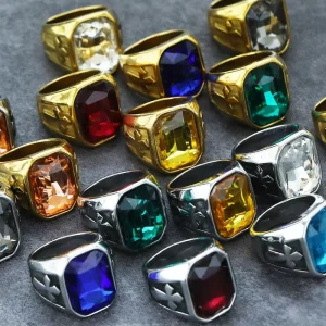Unisex Classic Stainless Steel Zircon Gemstone 18K Gold Plated Eagle Inspired Geometric Curved Design Engagement Party