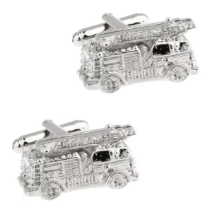 Unisex Custom Men’s Silver Fire Engine Truck Cufflinks Fashion Suit Shirt Accessory for Wedding Parties & Gifts