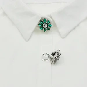 Unisex Elegant Shiny Flower Shape Sparkling Rhinestone Tie Clips Cufflinks Customizable Fashion Costume Button Covers