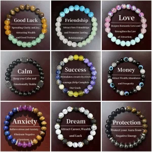 Unisex Element Bracelet with Color Block Design Attracting Luck Crystal Demagnetizing Bracelet Gift