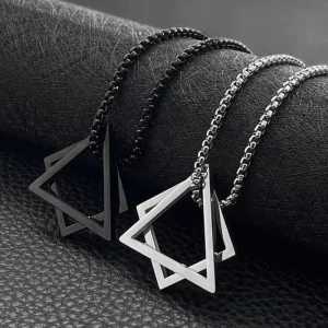 Unisex Hip Hop Geometric Titanium Steel Necklace Minimalist Ins Style Fade Resistant Sweater Chain