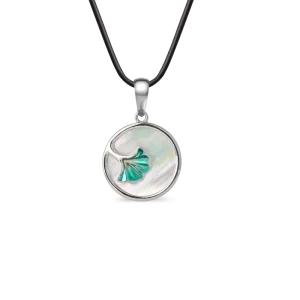 Unisex Jewelry 925 Sterling Silver Openwork Green Enamel Ginkgo Leaf Necklace with Zircon for Women Accessories
