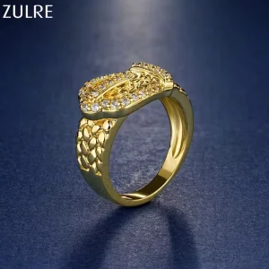 Unisex Ring Jewelry Hip Hop Belt Wedding Iced Out Trendy Ring Accessories Round 5A Zircon Finger Fashion Bridal Ring