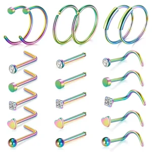 Unisex Stainless Steel Silver Plated Body Jewelry with Zircon Nose Piercing Kit for Wedding Engagement Gift