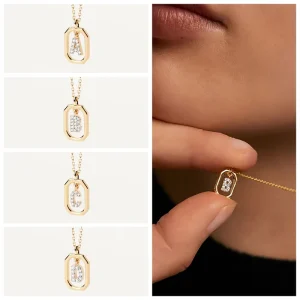 Unisex Trendy Gold Plated Clavicle Chain CE NOHS Initials English Double Swinging Pendant Necklace