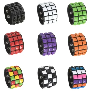 Unisex White & Black PU Leather Goth Punk Bracelet Halloween Party Emo Accessory Charm Bracelets