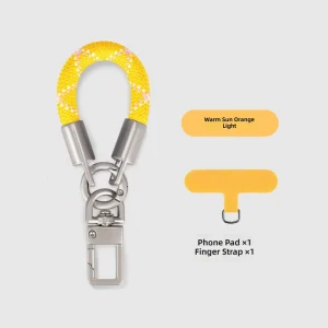 Universal Mini Phone Finger Strap Keychain Personalized Woven Lanyard 8mm Braided Nylon Wristlet For Promotional Gift Items