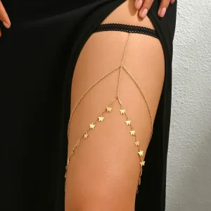 Urban Luxury Fashion Thigh Chain Sparkling Crystal Rhinestone Inlaid Women Body Accessories