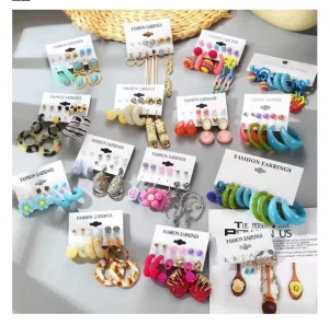 VKME Resin Fashion Flower Earrings Colorful Hoop Exaggerated Earrings