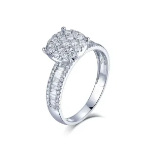 VOAINO Fashionable Women Jewelry Small Diamond Encrusted Ring 18k White Gold Lab Grown Diamond Engagement Ring for Female