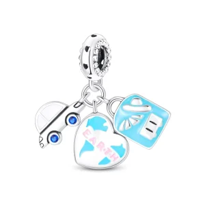 Vacation Travel Plane Luggage Camera Pendant Silver Plated Copper DIY Bracelet Making Charms Factory Supply