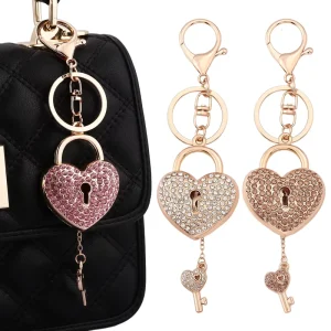Valentine’s Day Clasp Bag Charm Heart shaped Keychain Fashion Creativity Diamond encrusted Bags Accessories