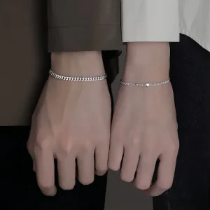 Valentine’s Day Couple Link Chain Bracelet for Man Women 2PCS Per Set