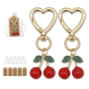 Valentine’s Day Cute Fashion Creative Gift Alloy 3D Cherry Fruit Pendant Keychain Bag Charm Small Gift