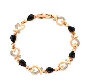 Valentine’s Day Fashion Jewelry Crystal Heart & Rhinestone Flower Bracelet Cute Alloy Style Chain Bracelet Gift Idea