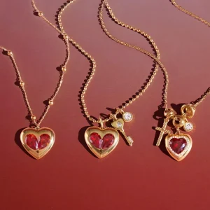 Valentine’s Day Jewelry for Women Titanium Steel Heart Zircon Necklace Chain Tarnish Free Waterproof Stainless Steel Jewelry