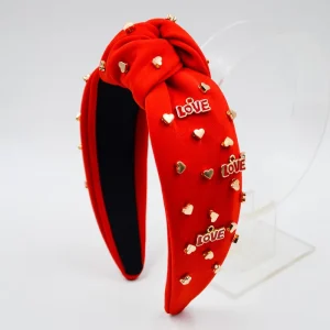 Valentine’s Day LOVE Heart Knotted Headband Gold Charm Hair Hoops High Quality 13CM Romantic Holiday Hair Accessories for Women