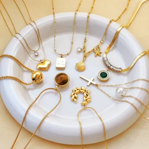 Various Dainty Necklaces and Fashion Necklaces for Women 18k Gold Plated Waterproof and Anti fade Stainless Steel