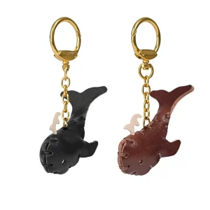 Vegetable Tanned Leather Cute Fashionable Three dimensional Whale Animal Pendant Genuine Leather Keychain Top Layer Bag Hanger