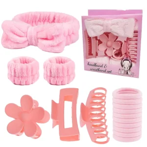 Velvet Face Wash Kit Wrap Headband Wrist Band Set Hair Claws 16-Piece Custom Wedding Gift