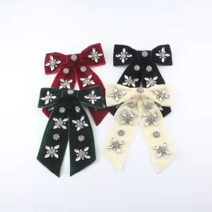 Velvet Girls Hair Bow Crystal Rhinestone Hair Clips Women’s Hair Accessories