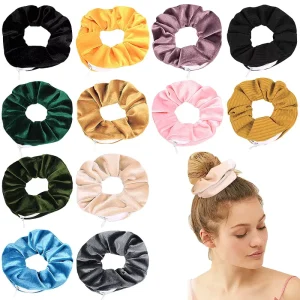 Velvet Large Elastic Hair Bands Soft Zipper Scrunchies for Women Headwear Sellers